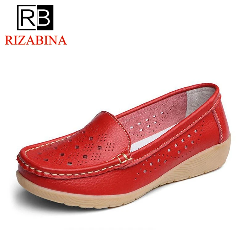 RizaBina/женские летние дышащие мокасины из натуральной кожи женские повседневные
