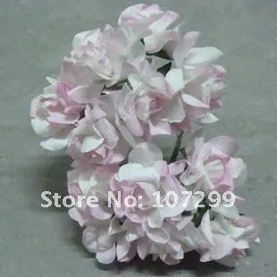 free shipping new arrival 144pcs pink handmade mini paper flower wedding invitation card scrapbook