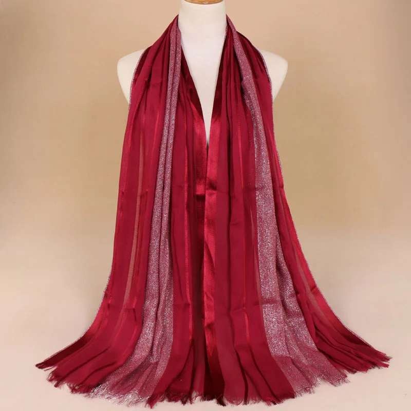 Дизайн люрекс Блеск Мерцающий кисточкой вискозный шарф шаль глушитель обруч мусульманский хиджаб Echarpe фуляр 180*75 см - Цвет: 10
