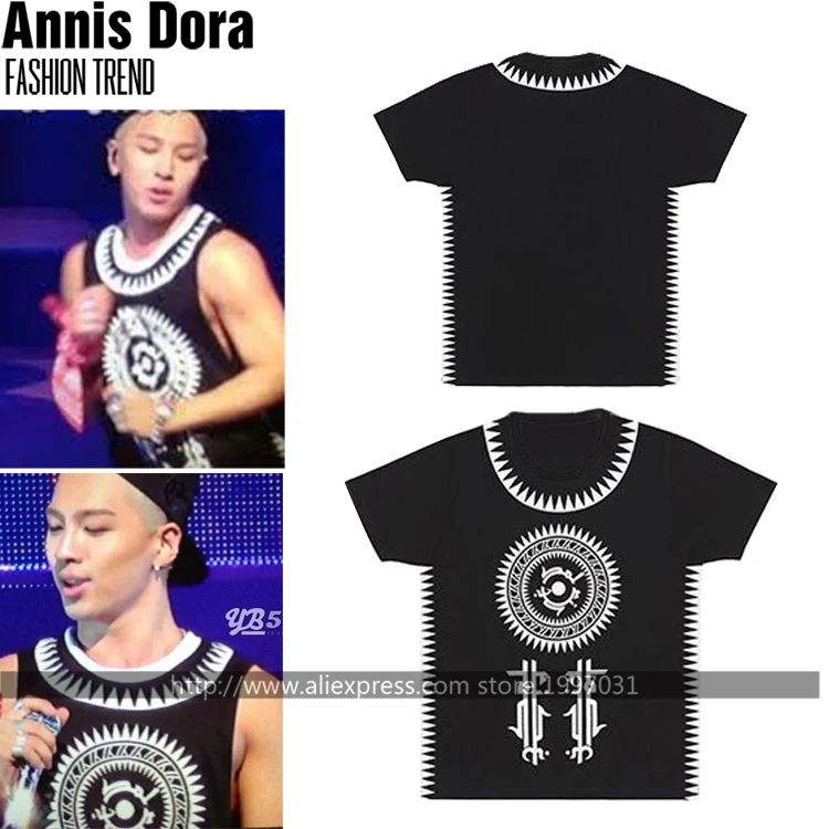 KPOP BIGBANG Taeyang Dong Young Bae Rise YB-518% same style short sleeved T-shirt | Мужская одежда