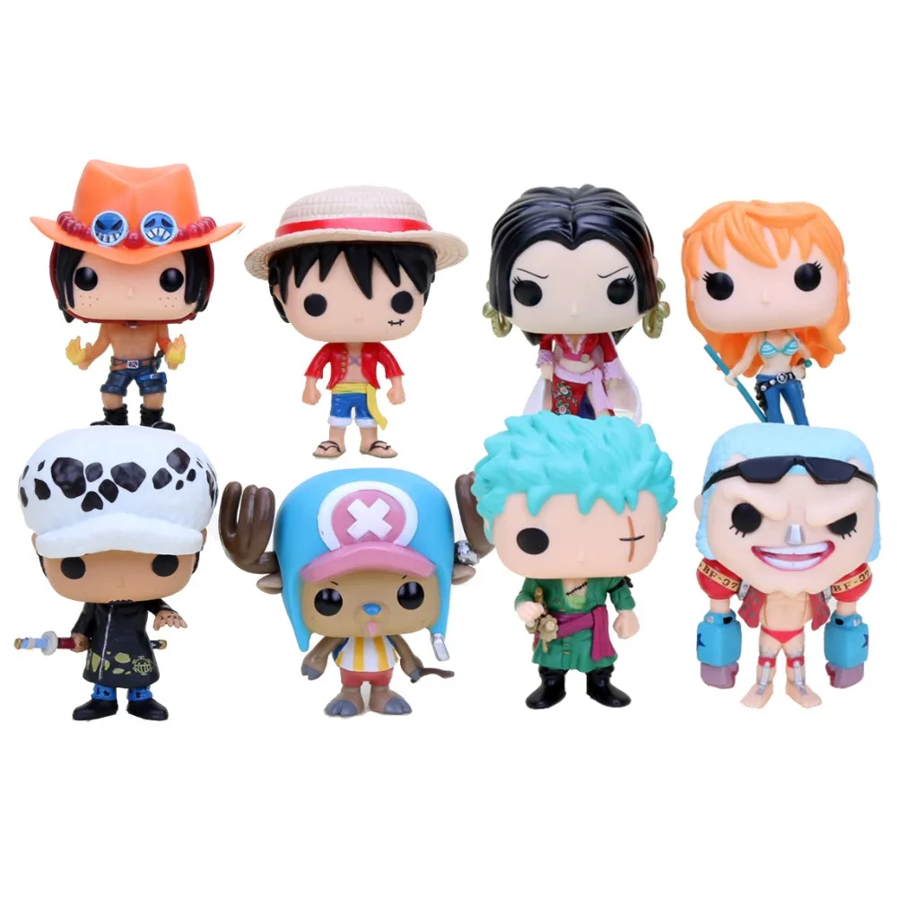 

10cm Anime One Piece Portgas.D.ACE Luffy Nami Zoro Law Franky Chopper Vinyl Figures Collectible Model Loose Toys
