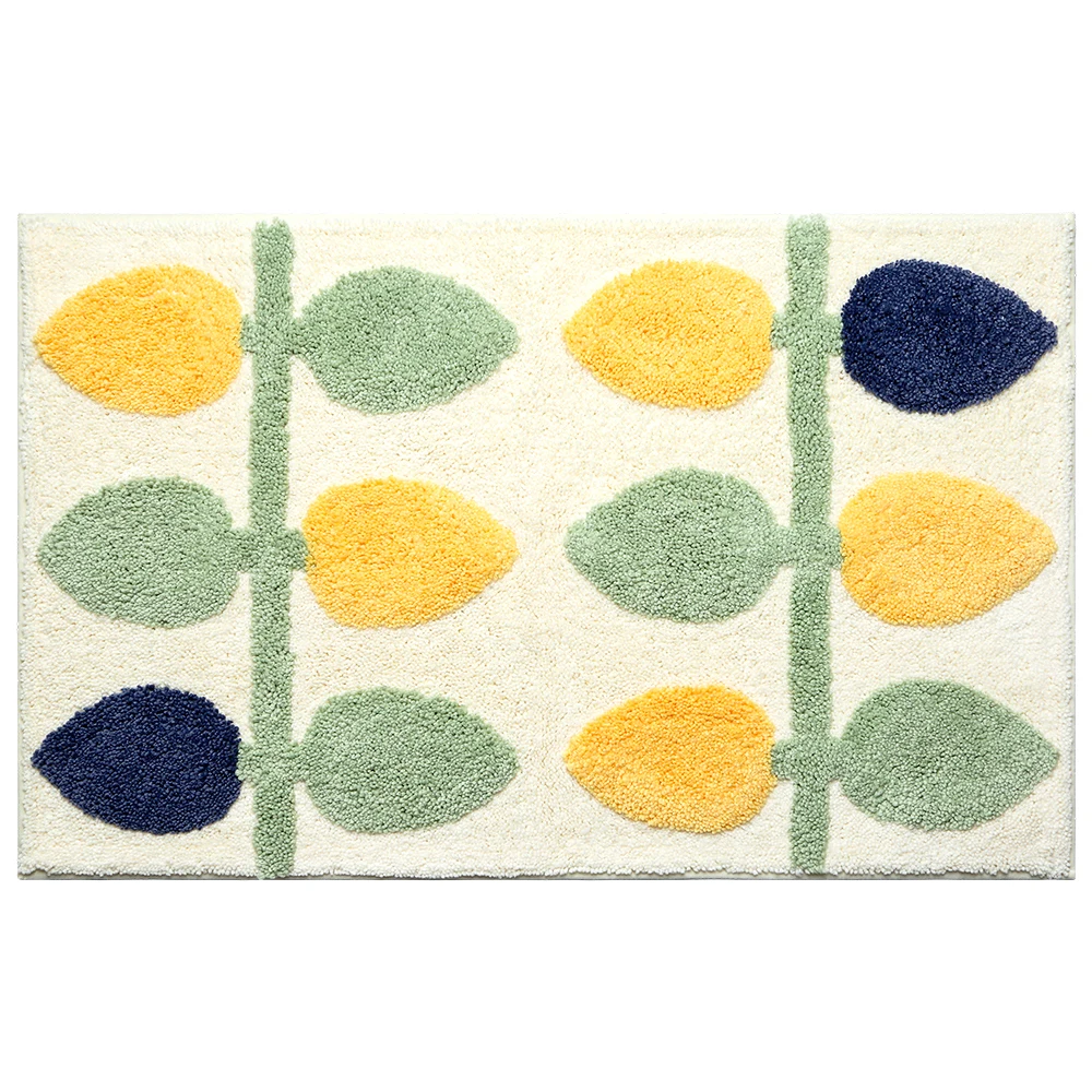 

Bathroom/Entrance/Living Room Home Anit-slip Soft Skin-friendly Good Quality Flocking 45*65cm 50*80cm Modern Capert Lemon Style