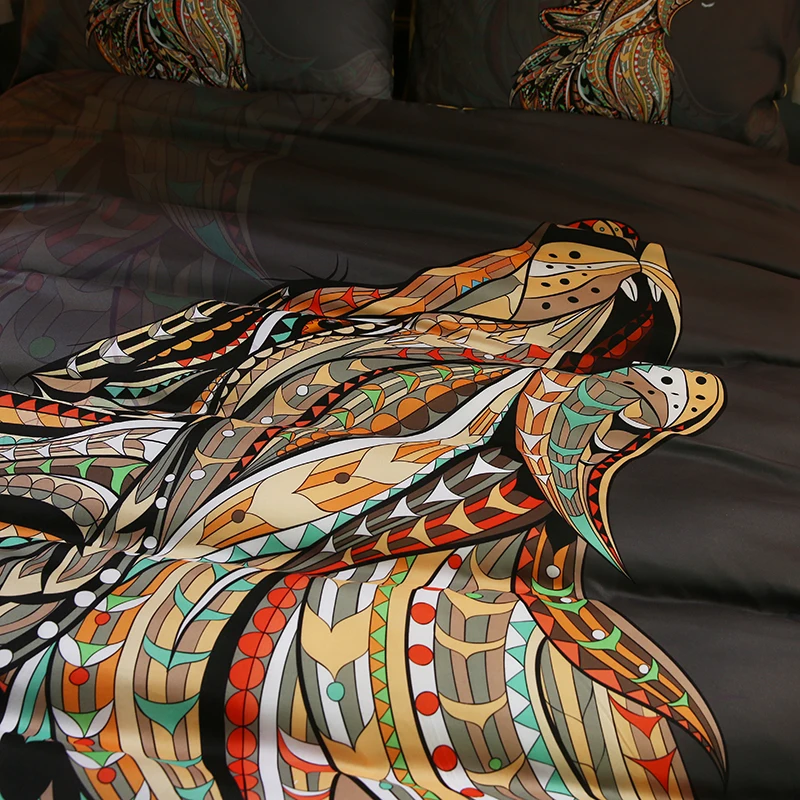 Fanaijia 3d الذئب حاف الغطاء تعيين الملكة الحيوان البوهيمي طباعة مجموعة مفروشات المفارش لحاف غطاء سرير سادة خط