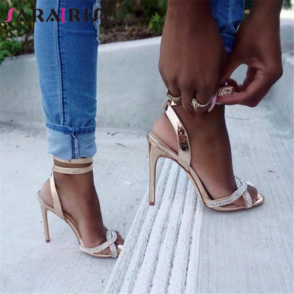 

SARAIRIS New Big Size 47 Sexy High Heels Women Shoes Sandals Woman Prom Lady Summer Party Thin Heeled ankle-strap Shoes Woman