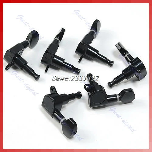 

Black Inline Guitar String Tuning Pegs Tuners Machine Head 6L Left