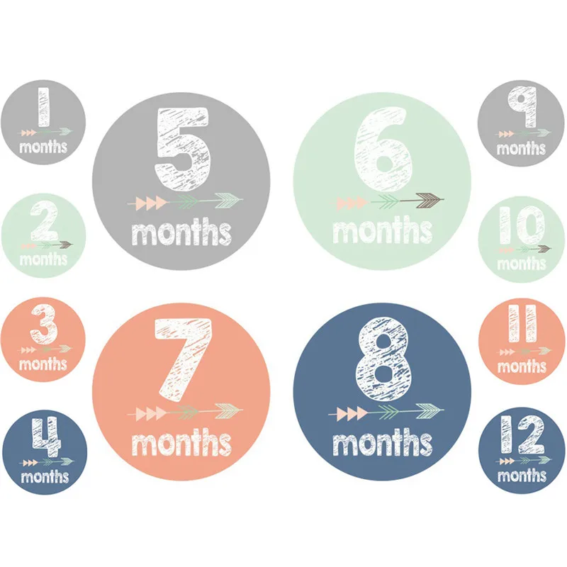 12 Pcs/set Newborn 12 Months Sticker Milestone Blanket with Marker& Milestone Cards for Baby Boy& Girl Applique Sticker