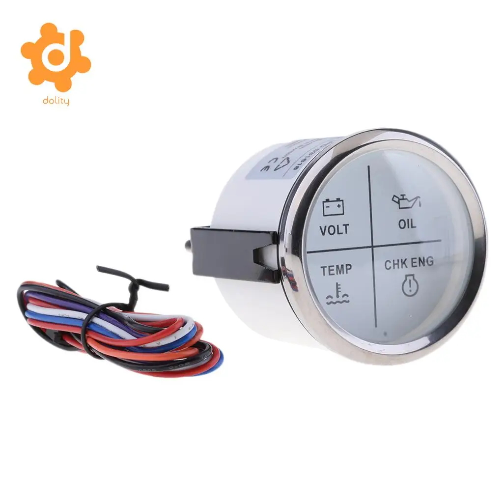 52mm 2" 4 LED Alarm Gauge Voltage Oil Temp Meter White Face 800-00256 52mm 2" 4 LED Alarm Gauge Voltage Oil Temp Meter White Face 800-00256