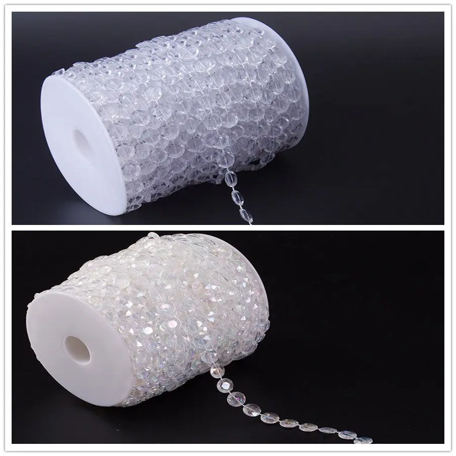 

10m Iridescent Octagon Acrylic Beads String Chain Wedding Party Diamond Crystal Garland Decoration Curtain Accessories DIY