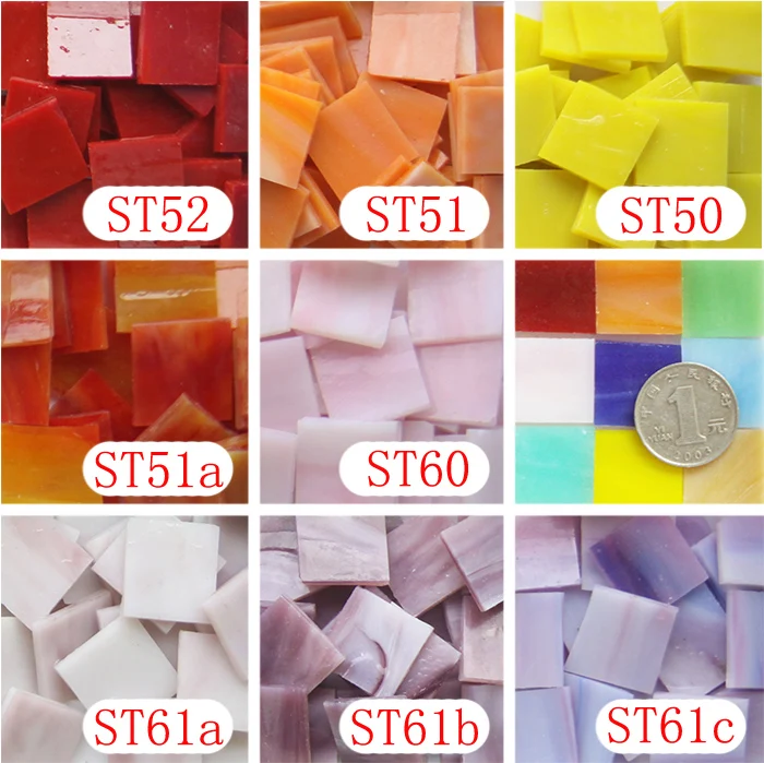 

200gram/65 pcs 20 X 20mm 3/4inch Stained Glass Strip, 2 X 2cmred yellow pink purple Glass Mosaic Hobbies, DIY Material Supplier