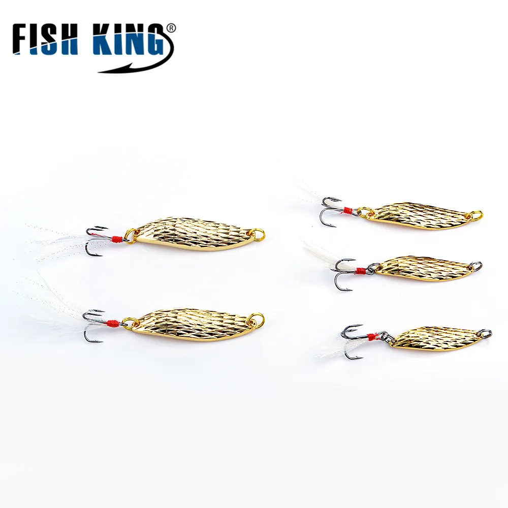 

FISHKING 1PC Spoon Lure 5G-20G Metal Fishing Bait 2 Colors Spoon Bass Baits-6#Hook Fishing Tackle