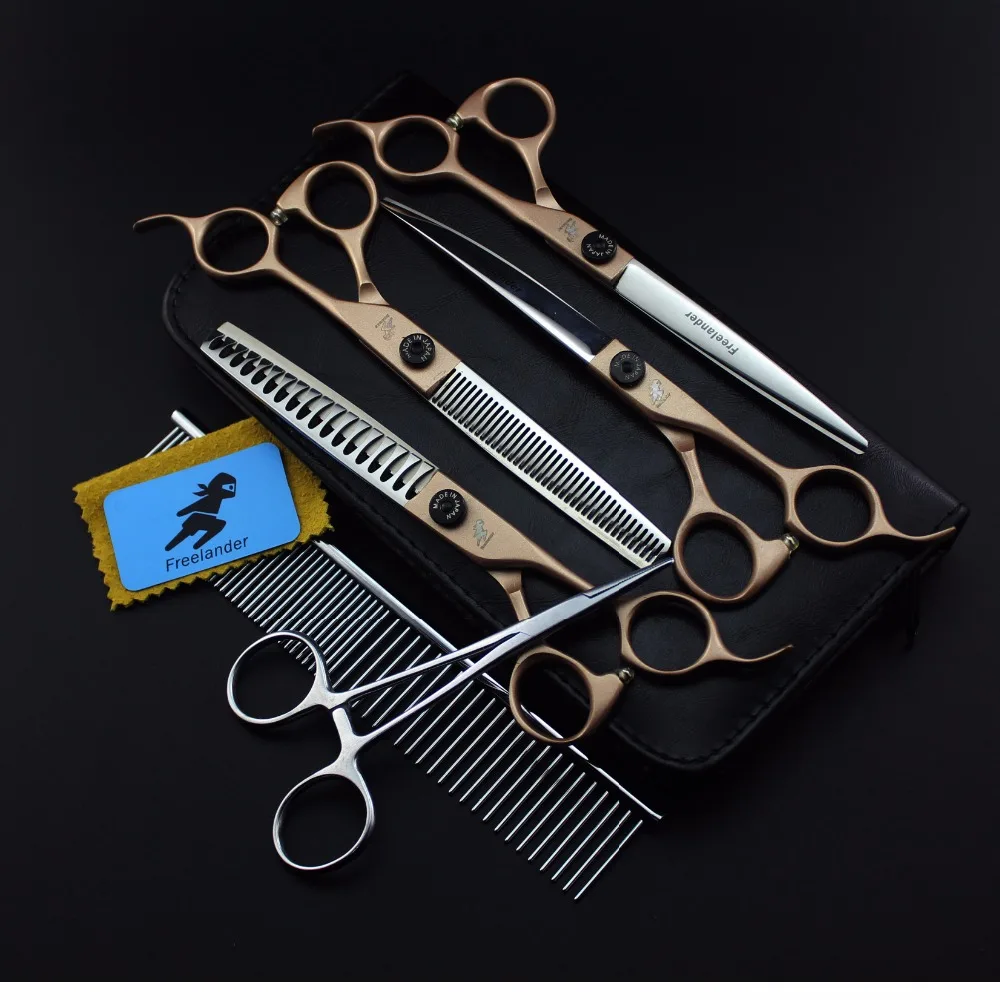 

Champagne Pet scissors sets,JP440C,61HRC,Straight & Thinning & Curved scissors sets ,4PCS/package