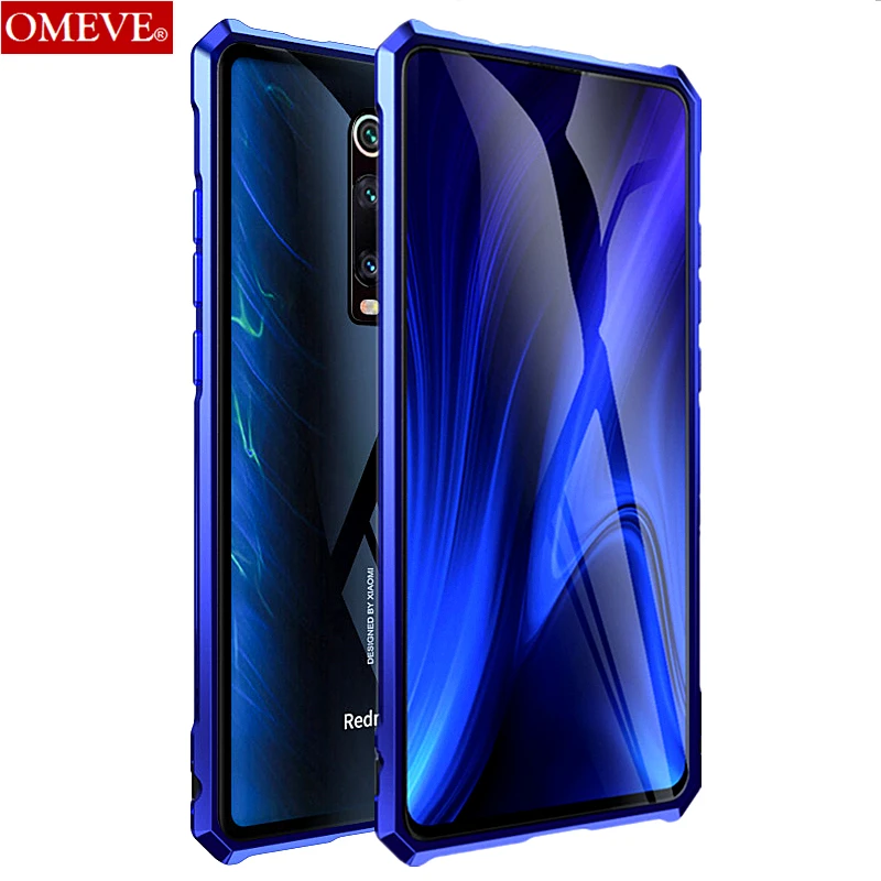 

OMEVE for Xiaomi Mi 9T Case Anti-explosion Tempered Glass Back Cover Alloy Metal Frame Bumper for Xiaomi Redmi K20/ K20 Pro Case