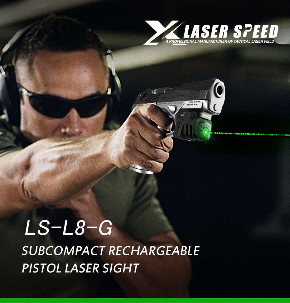 Прямая Laserspeed Регулируемый тактический мини-рельсовый пистолет зеленого прицеливания перезаряжаемый лазерный прицел