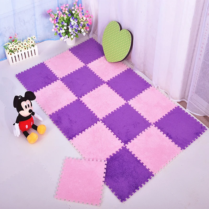 10pcs/set 30*30cm Baby EVA Plush Puzzle Mats Foam Shaggy Floor Velvet Carpet Decorative Kids Room for Crawling Play Toys Rug