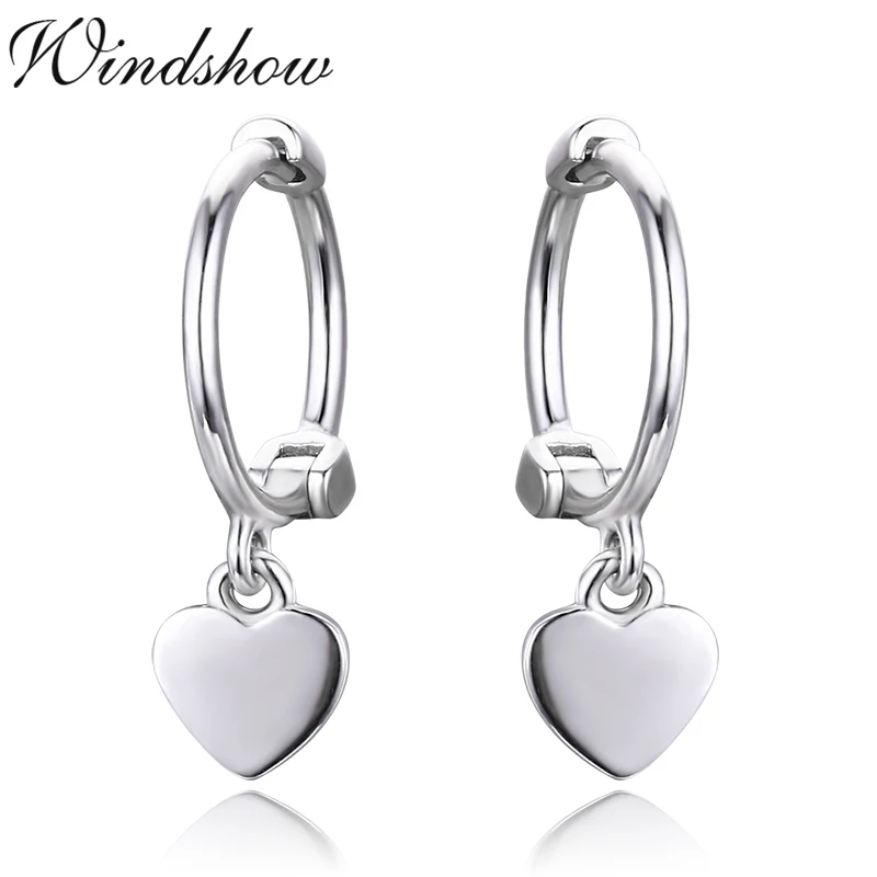 

Slim Cute 925 Sterling Silver Heart Charms Circles Small Loops Huggie Hoops Earrings For Women Jewelry Kids Girls Aros Aretes