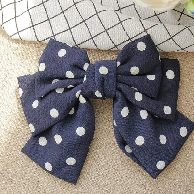 

New arrival women three big dot printed bow Hair Pin girl's BB Clip Hairpins Hair Side Clips Barrettes
