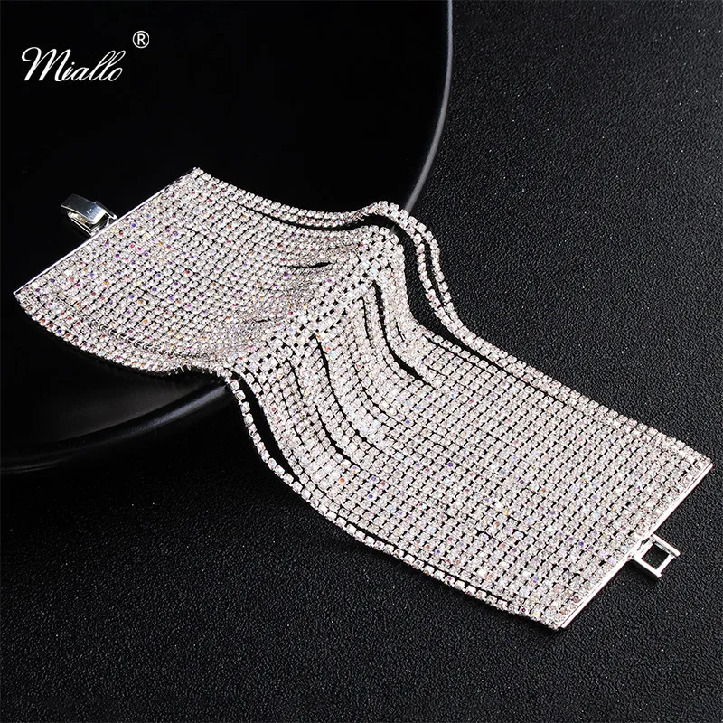 Miallo новейшая мода несколько линий AB цвета Кристалл Браслеты для вечеринок для женщин девочек сплав невесты подружек невесты браслеты