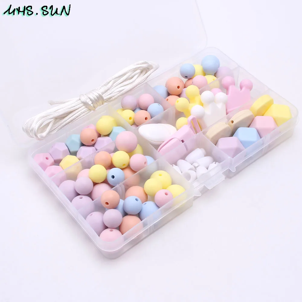 

MHS.SUN DIY Silicone Beads Set Making Pacifier Clip Baby Teething Beads Nursing Chew Jewelry Kits Silicone Bead Kids Teether
