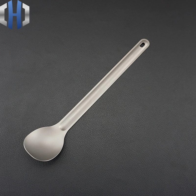 

Environmentally Friendly Pure Titanium Spoon Outdoor Travel Portable Camping Multi-function Titanium Tableware Long Handle Spoon