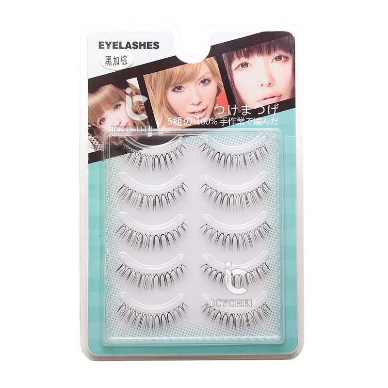 ICYCHEER 5 пар натуральные Нижние под дном накладные ресницы ручной работы Прозрачные терьер горячая распродажа