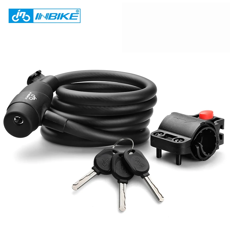 INBIKE Bike Lock 1.8m 1.4m Bicycle Cable Lock Anti theft Lock with 3