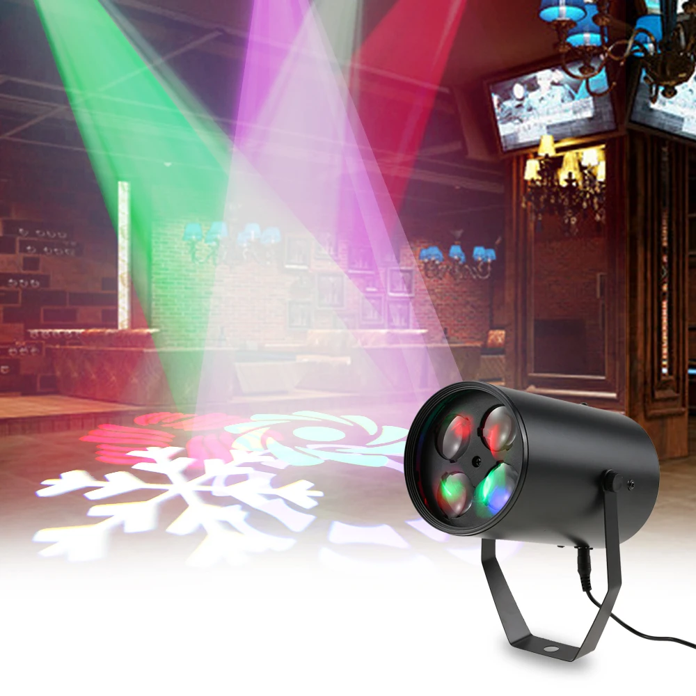

12W Mini 4 LEDs RGBW Pattern Stage Light 4 Patterns Effect Aluminum Lamp Support Sound Activation Auto US EU UK Optional