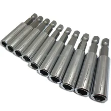 10 шт., 1/4 дюйма, шестигранный хвостовик, БЫСТРОРАЗЪЕМНАЯ электрическая дрель, Магнитная отвертка, держатель бит, 60 мм, быстрая замена, гнездо, отвертка, держатель бит