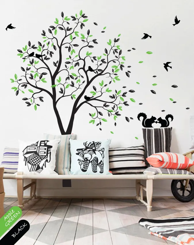 Flying Birds Large Tree Wall Decals Personalized Color Wall Stickers