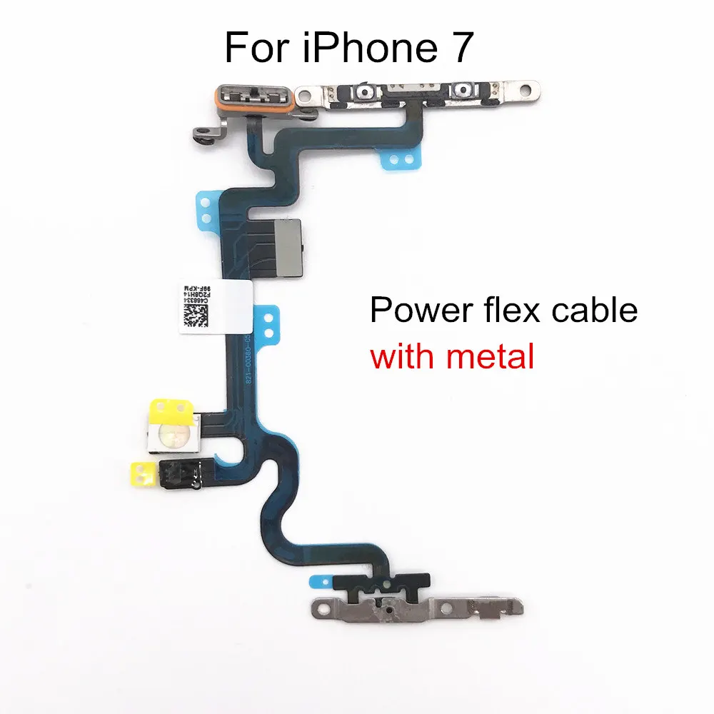 1 Piece Power Flex Cable with Metal For iPhone 5 5S SE 6 6S 7 8 Plus X Volume Switch On Off Button Spare Part Replacement