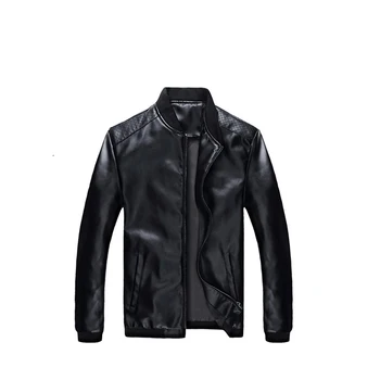 

Casual Zipper Winter Jackets Mens PU Leather Coats 2018 Long Sleeve Solid Color Motorcycle Jacket Men Plus Size Windbreaker Coat