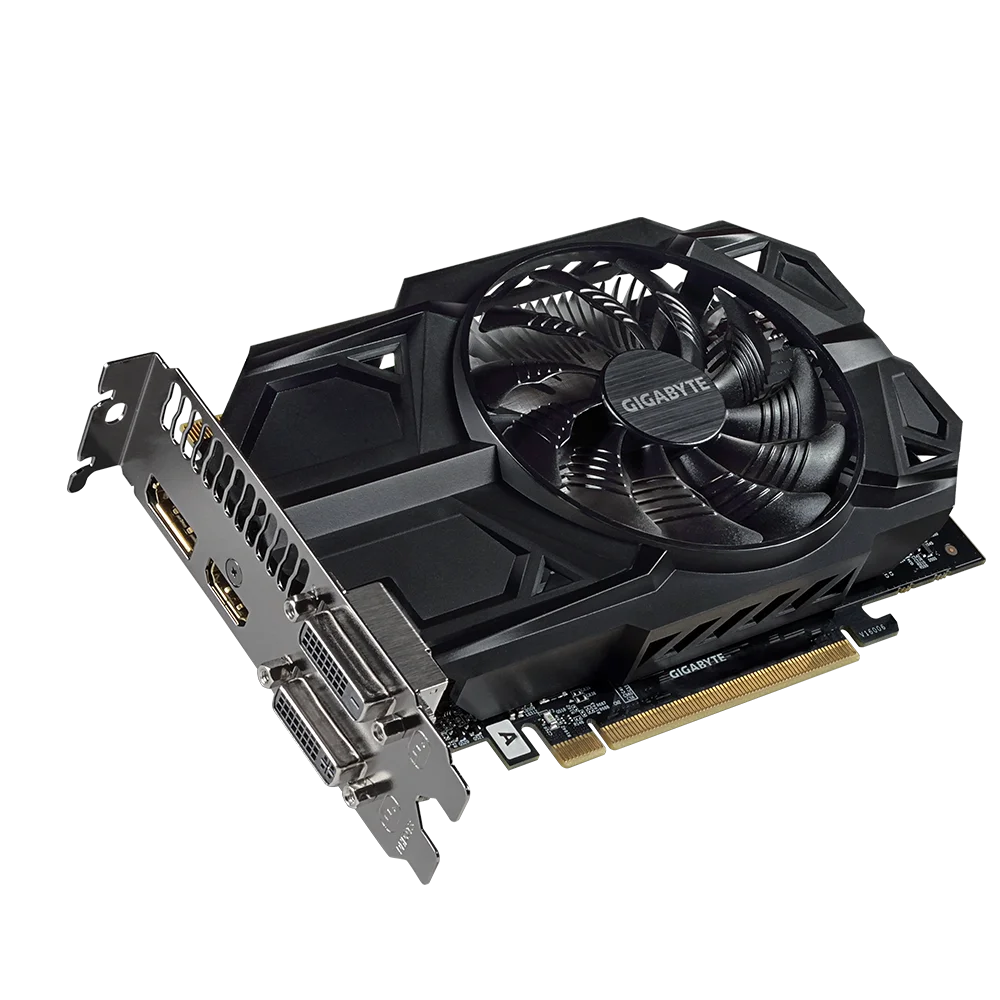 Бывшая в употреблении Видеокарта GIGABYTE NVIDIA GPU GTX 950 2G PowerConn 6pin двойной порт HDMI DVI