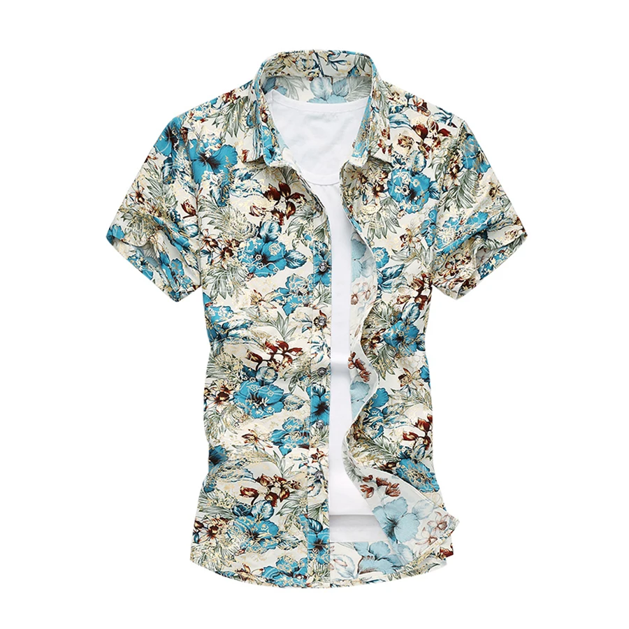 2017 Real Sale Broadcloth Floral Shirt Men Camisa Social