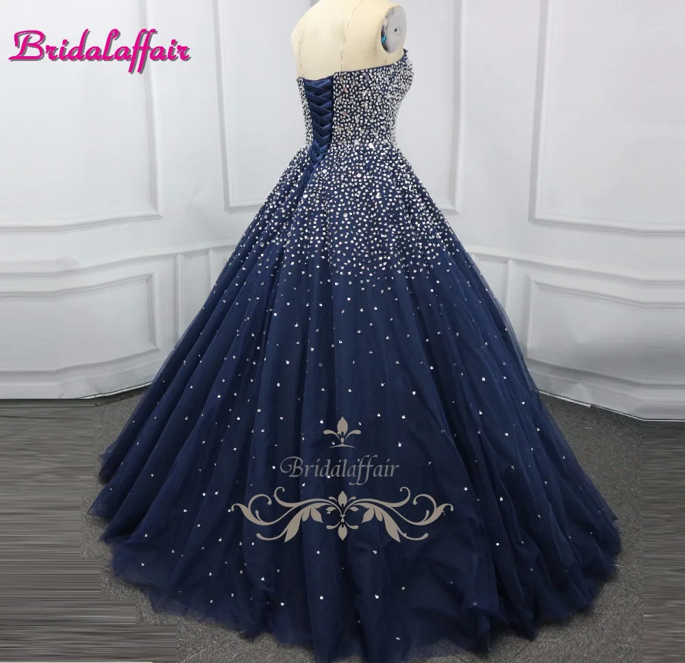 Темно-синее роскошное бальное платье с бисером, свадебное платье, фото, блестящее розовое свадебное платье es, реальное изображение, платье