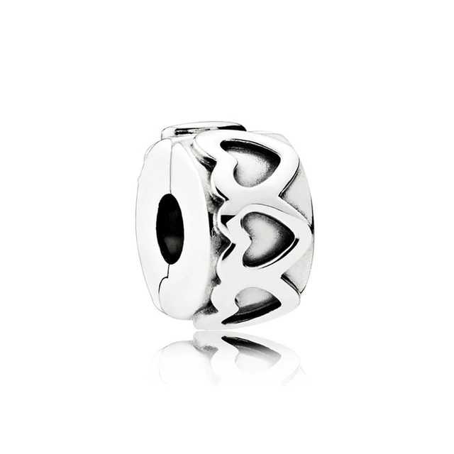 

Kristie 100% 925 sterling silver 1:1 Genuine Gem 791978 ROW OF HEARTS SPACER CLIP Fit DIY Bracelet Original Women Wedding Vintag