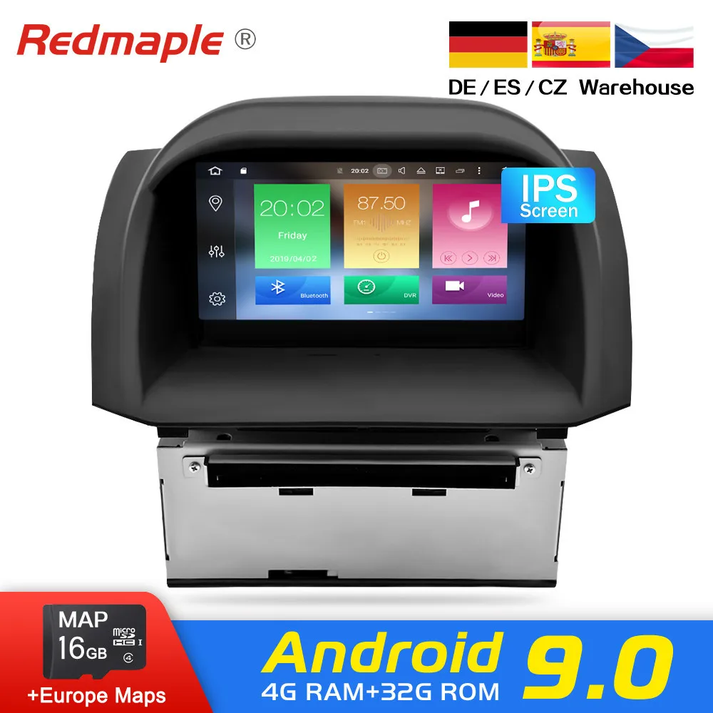 Цена 4G ram Восьмиядерный Android 9,0 автомобильный dvd плеер font b gps b font навигация Мультимедиа Стерео для Ford Fiesta 2013 2015 Авто Радио Аудио головное устройство