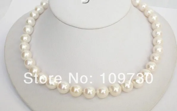 

Jewelry 002625 11-12mm round white freshwater pearl necklace 14KGP