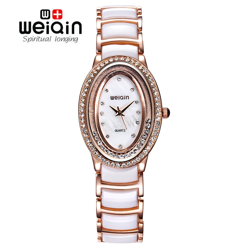 Beste WEIQIN Merk 2017 Dames Imitatie Echt Horloge Luxe Gold Armband Horloges Alloy Strap Vrouwen Jurk Horloge relogio feminino