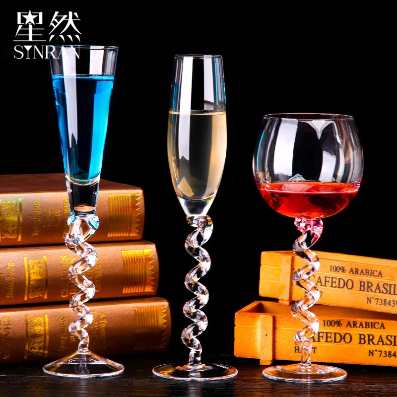 

401-500ml Glass wine crystal cocktail glass Spring thread goblet originality, home Glass wine set