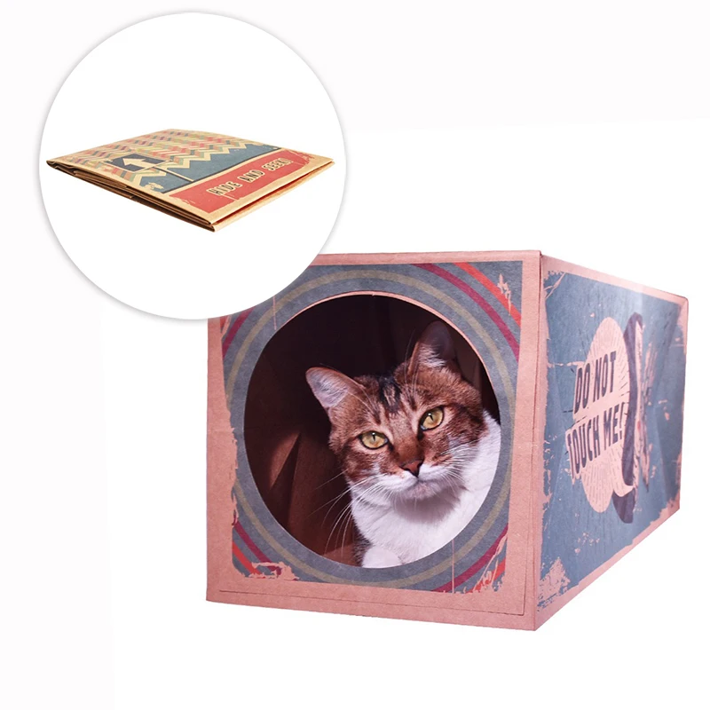 Игрушечный туннель для кошек из крафт бумаги котят домик складной игр складные