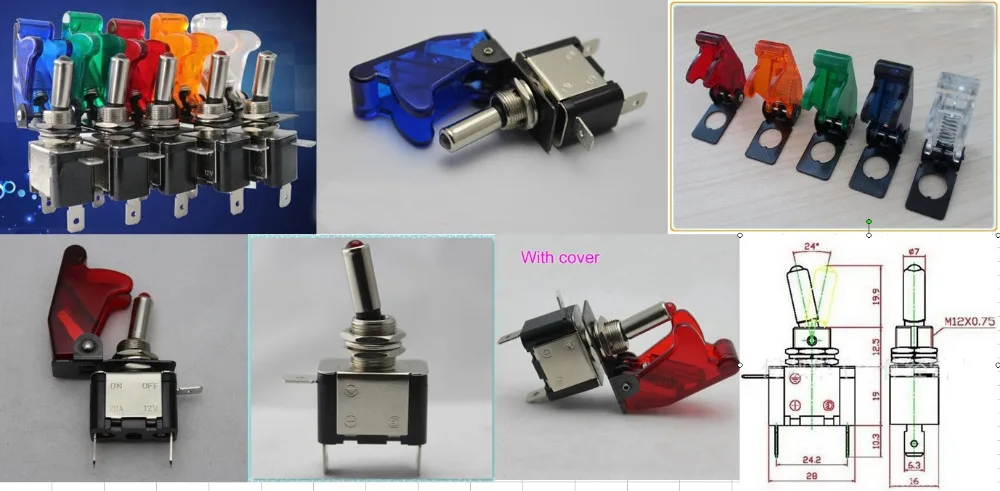 CNFILN 12mm Toggle switch with Dot light , Auto switch 12v led SWITCH (9)