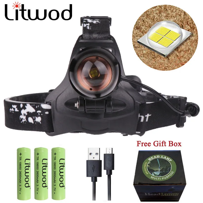 Головной фонарь Z7 Litwod cree XHP70.2 мощный светодиодный с аккумулятором T6