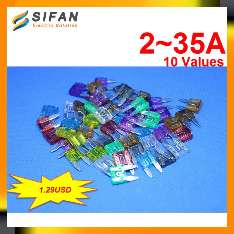 50pc/Lot Small Automotive Fuses Mix Value Car Fusecar fuseautomotive