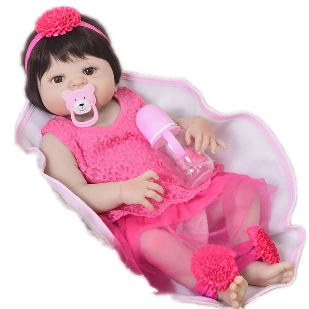 Bebe boneca reborn corpo de силиконовый inteiro 23 "57 см полный Силиконовый reborn baby куклы-игрушки для девочек для детей подарок baby alive doll