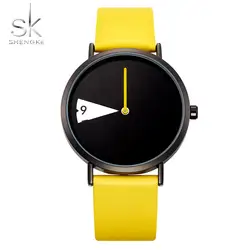 SK кварцевые наручные часы женские SHENGKE модные роскошные Креативные Часы Montre Femme Лидирующий бренд часы кожаные часы Reloj Mujer 2019