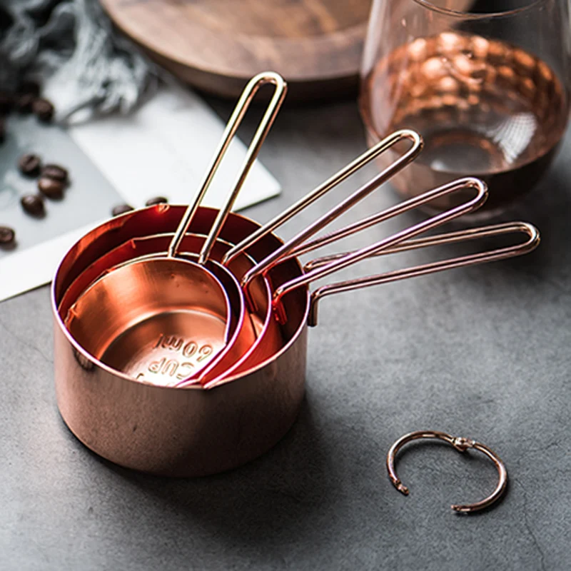 

Stainless Steel Measuring Spoon Set Gold Measuring Cups And Spoons Kitchen Baking Tools Metal Measuring Scoop For Coffee Powder
