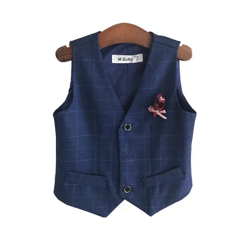 2 8Years Boy's Vest Spring Fall Baby Toddler Plaid Striped Children