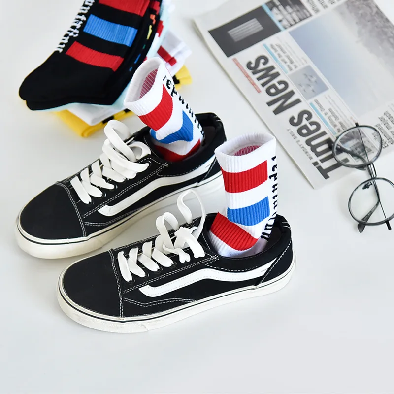 

New Colored Rainbow Patterned Harajuku Socks Unisex Punk Rock Cool Cotton Socks Women Casual Modern Funny Socks Swag Hippop Sox