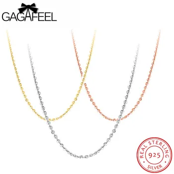 

GAGAFEEL 100% Sterling Silver Jewelry Necklaces Chains Fit Pendants Thin Link Clavicle Extend Chain Gold/Rose Gold/Silver Color