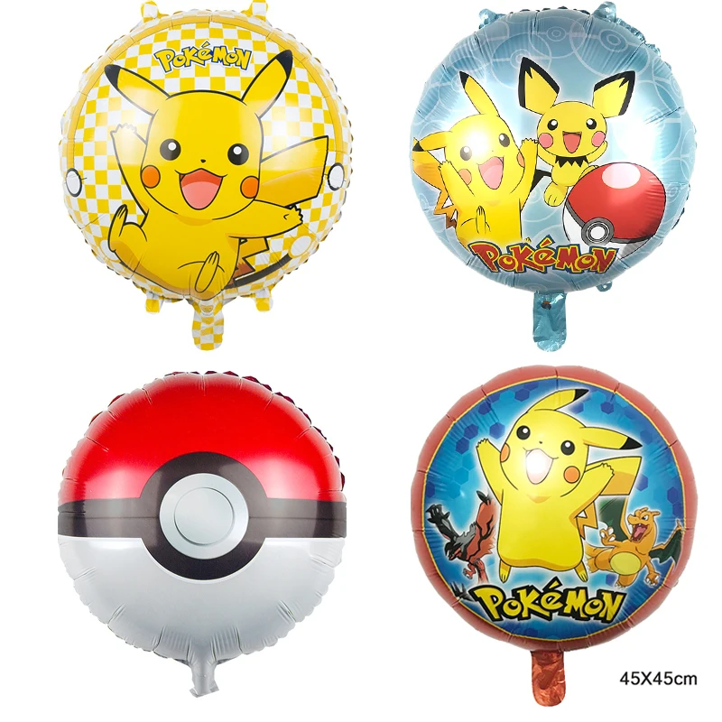 

50pcs 18 inch Cartoon Pikachu Pokemon Go foill balloon Child birthday party decorations kids ballons Wedding air balls globos