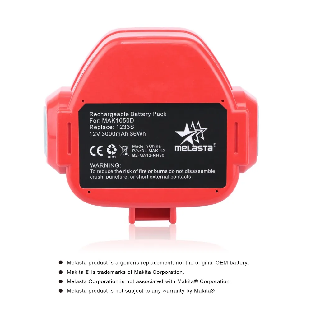 Сменный никель металлогидридный аккумулятор MELASTA 2 шт. 12 В 3 Ач для Makita 1220 PA12 1222 1233S